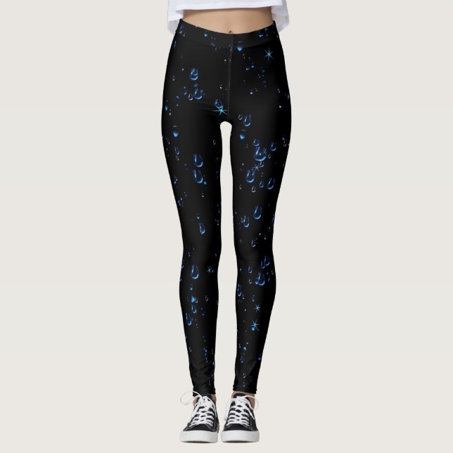 Sprudelnde Wassertropfen dunkle Farbe Leggings (Vorderseite)