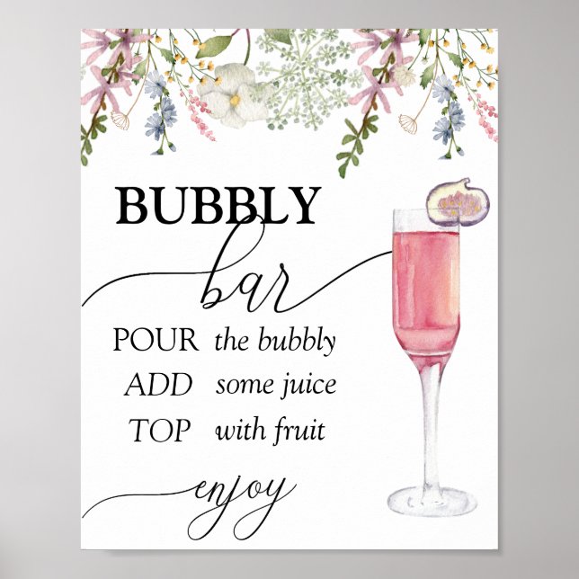 Sprudelnder Bar | Chic Wildflower Poster (Vorne)