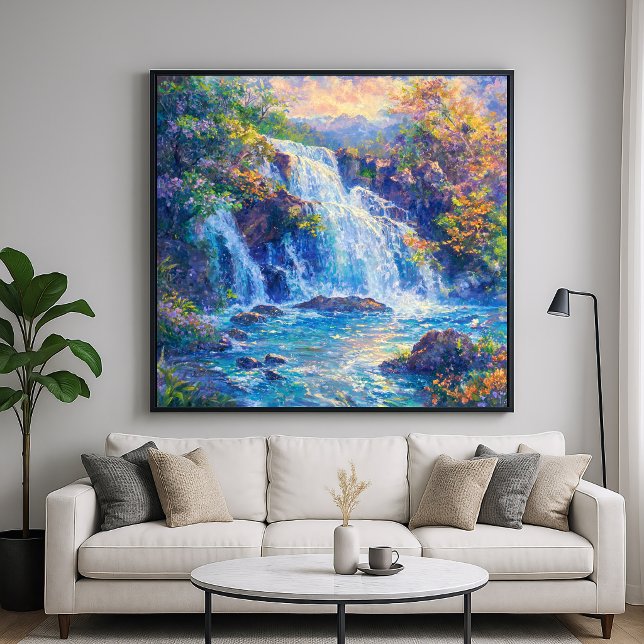 Sprudelnder Wasserfall - Impressionistischer Malst Poster (Von Creator hochgeladen)