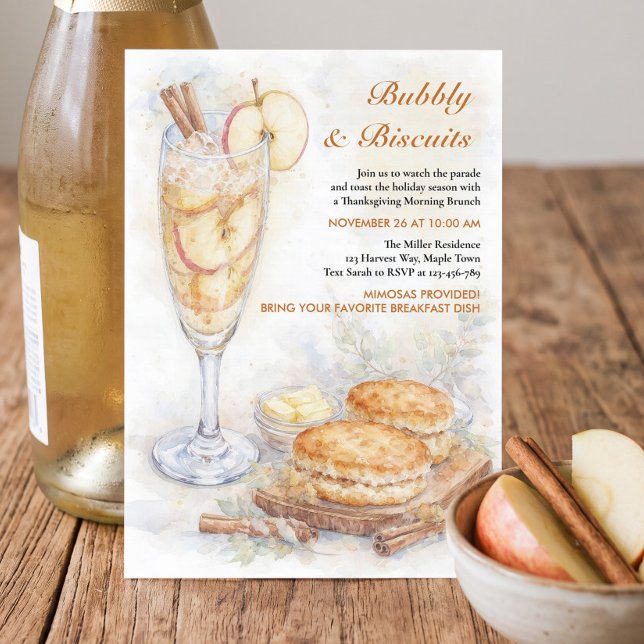 Sprudelndes und Biscuits-Erntedankfest-Brunch Einladung (Thanksgiving Brunch Invitation by Darling & May)