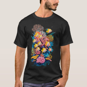 Sprühfarbkunst ein lebendiges Korallenriff voller T-Shirt
