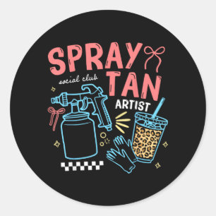Sprühtan-Künstlerin Retro-Tech-Beauty-Tanning-Salo Runder Aufkleber