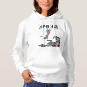Sprung der Glaubehoodie-Frau, die Front springend Hoodie