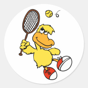 Sprung Duck Tennis  Hintergrundfarbe auswählen Runder Aufkleber