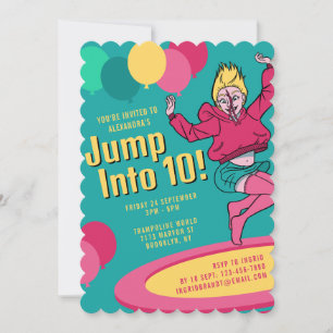 Sprung in 10 Trampolin Party Girls 10. Geburtstag Einladung