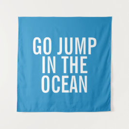 Sprung in den Ozean Blau und Weiß Urlaub Wandteppich