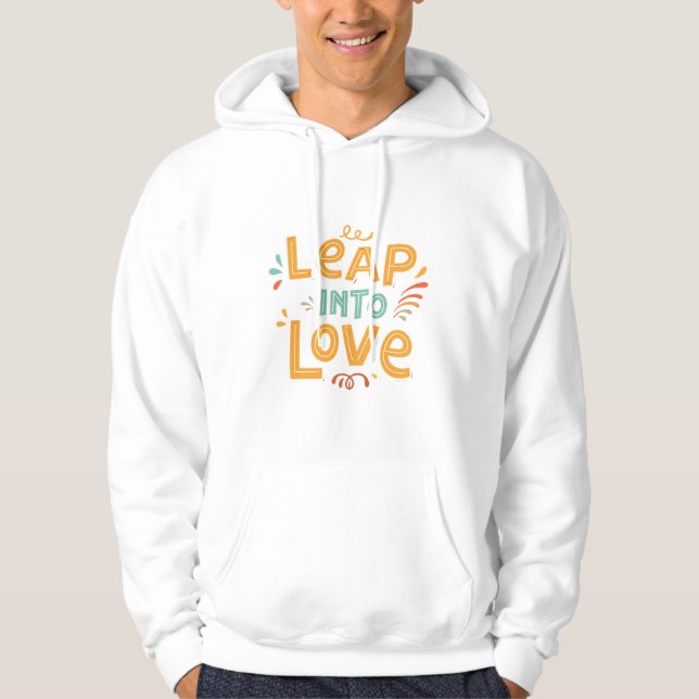 Sprung in die Liebe - farbenfrohe handgeschriebene Hoodie (Vorderseite)