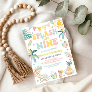 Sprung ins Neun Strandparty Sommer 9. Geburtstag Einladung