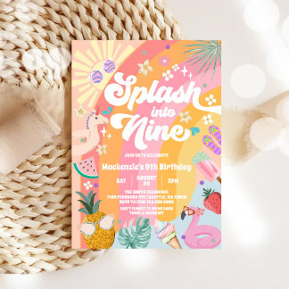 Sprung ins neunte Sommer Regenbogen Sonne 9. Gebur Einladung