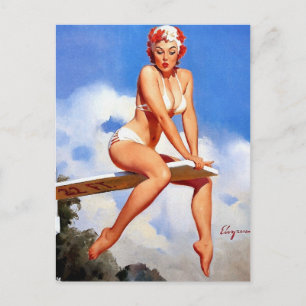 Sprungbrett Pin-Up Postkarte