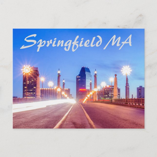 Sprungfeld Massachusetts Skyline Postkarte (Vorderseite)