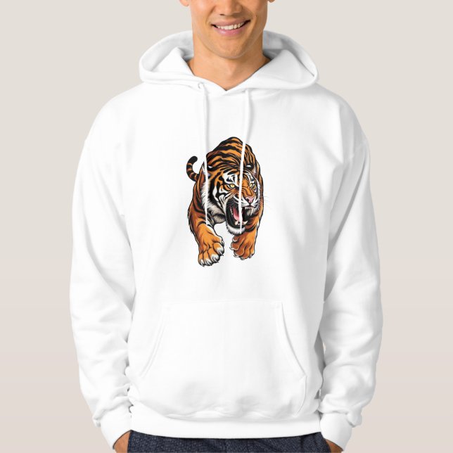Sprunghafter Tiger Hoodie (Vorderseite)