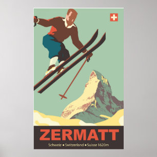 Sprunglauf in Zermatt, Schweiz Poster