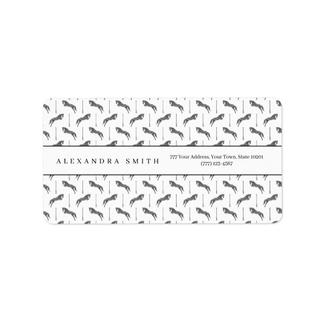 Sprungpferd | Scribble Horse | Pferdetrainer Adressaufkleber (Vorne)