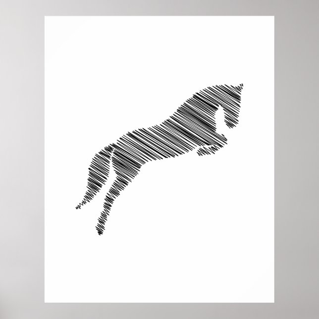 Sprungpferd | Scribble Horse | Pferdetrainer Poster (Vorne)