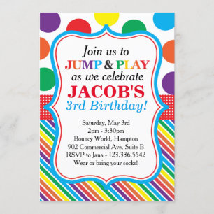 Sprungs-, Spiel-und Schlag-Party Einladung
