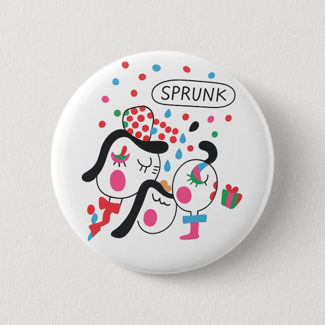 SPRUNK Farbige Cartoon Party-Zeichen Art Print Button (Vorderseite)
