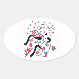 Sprunki Celebration - Kinderkunst von Yuho Ovaler Aufkleber