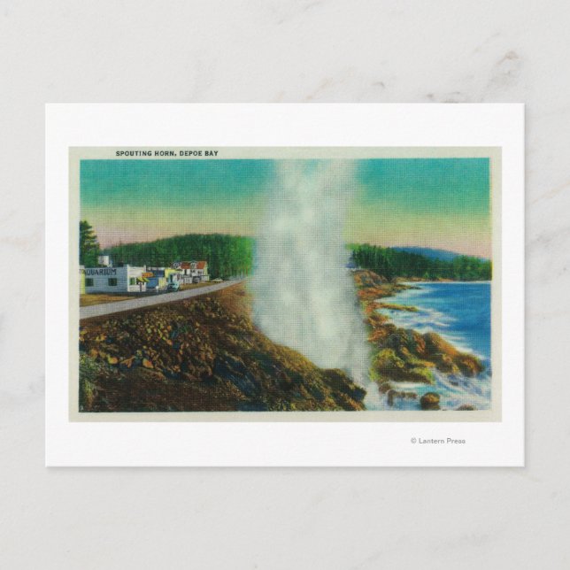 Spucken von Horn in Depoe Bay, Oregon Postkarte (Vorderseite)