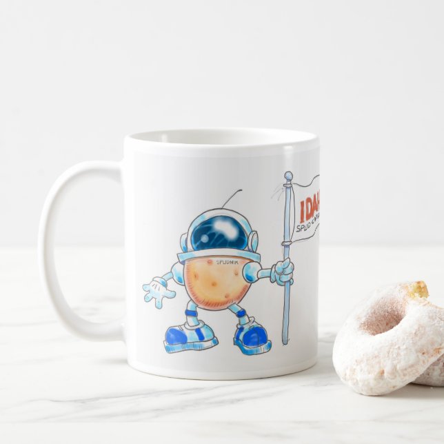 Spudnik behauptet den Mond für Idaho! Tasse (Mit Donut)