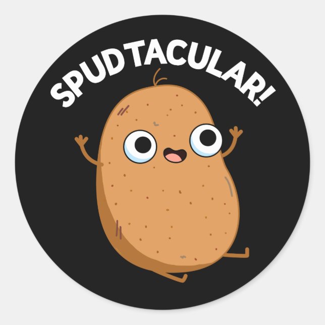 Spudtacular Funny Potato Pub Dark BG Runder Aufkleber (Vorderseite)