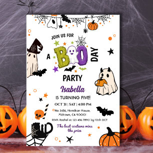Spuk 5. Halloween-Geburtstag Gespenst Whimsical Einladung