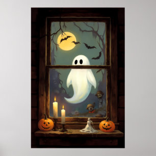 Spuk Blick auf die Hütte - Ghosted Window Scene Poster