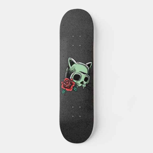 Spuk Blumenschädel Moderner Cooler Gotischer Schwa Skateboard (Vorderseite)