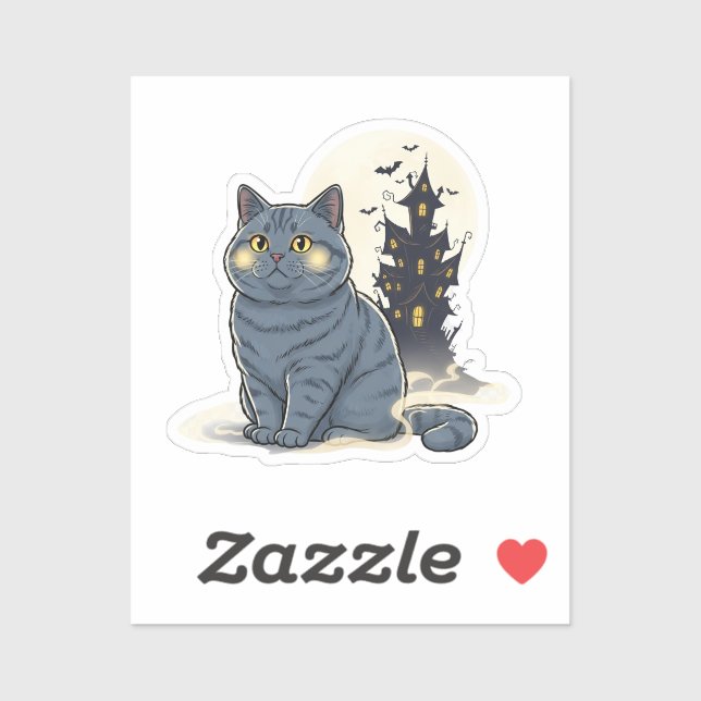 Spuk Brit House - British Shorthair Halloween Aufkleber (Blatt)