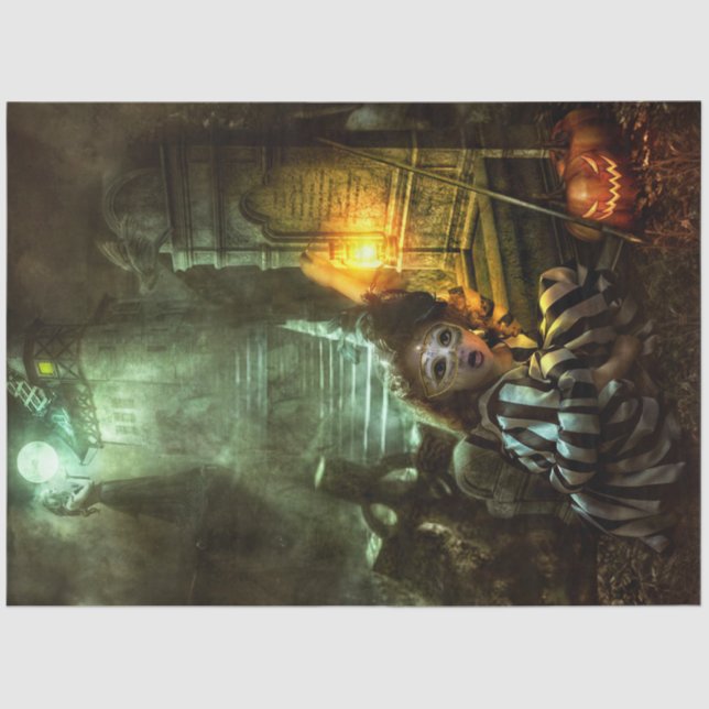 Spuk Burg und Grave Headstone Dekoupage Seidenpapier (Vorderseite)