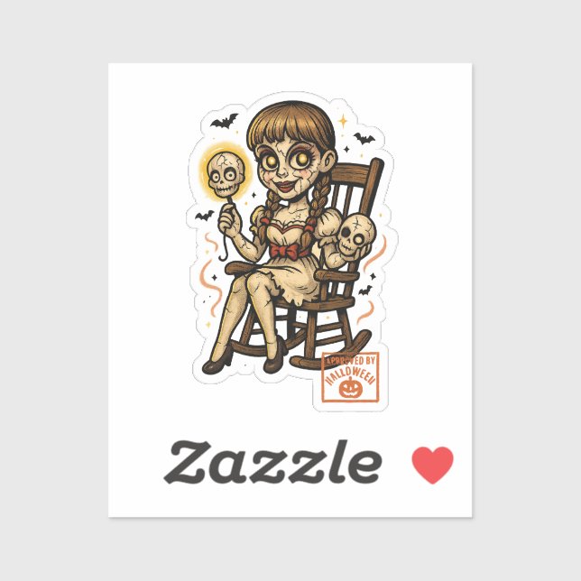 Spuk Button-Up-Puppe - Niedliches, gruseliges Hall Aufkleber (Blatt)