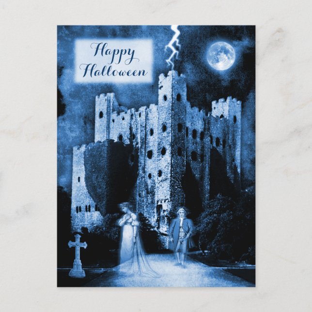 Spuk Castle Gothic Happy Halloween Postkarte (Vorderseite)