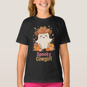 Spuk Cowgirl Geist Rosa Blau Kürbis Cowboy Kunst T-Shirt