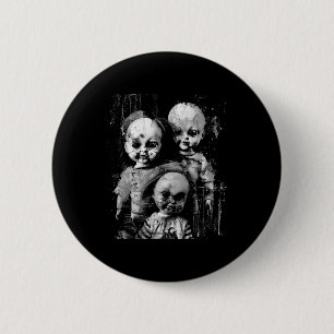 Spuk Creepy Doll Horror Tower Halloween Goth Alt Button