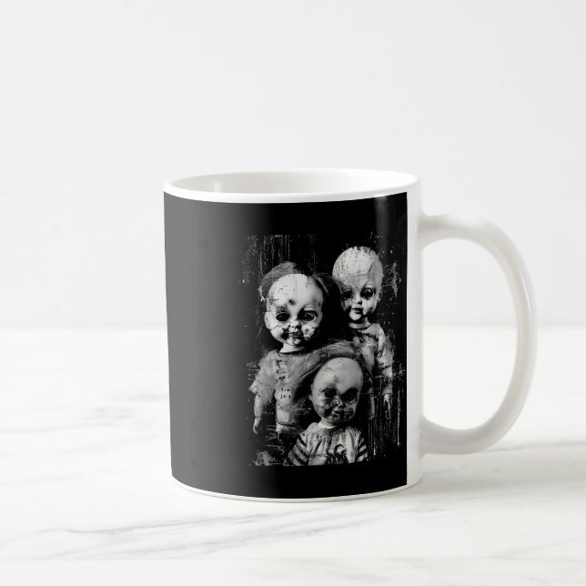 Spuk Creepy Doll Horror Tower Halloween Goth Alt Kaffeetasse (Rechts)