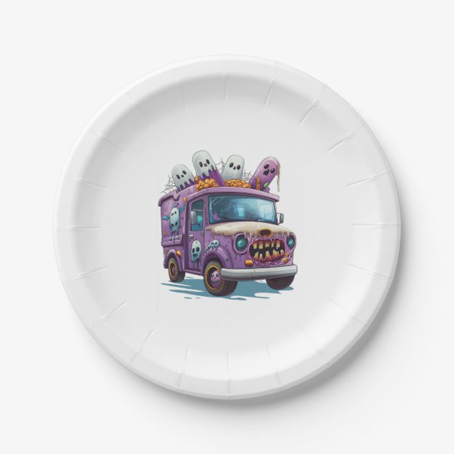 Spuk Eiskrem LKW Pappteller (Vorderseite)