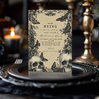 Spuk Elegance Party Skull und Moth Gothic Einladung