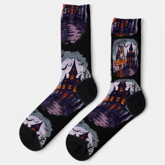 Spuk Eule und Spooky House - Gotisches Halloween N Socken