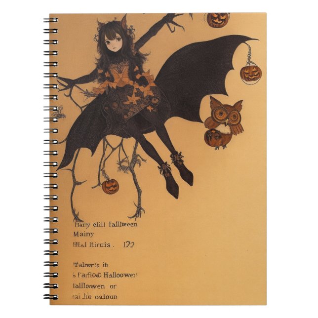 Spuk Forest Dreams Owl Notebook zu Halloween Notizblock (Vorderseite)