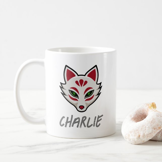 Spuk Fox Mask - Personalisiert Kaffeetasse (Mit Donut)