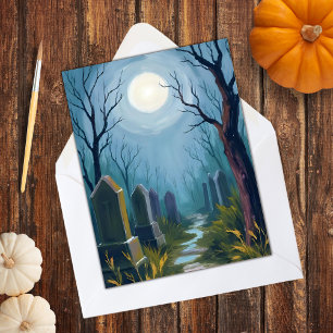 Spuk Friedhof Halloween Spooky Painting Feiertagskarte