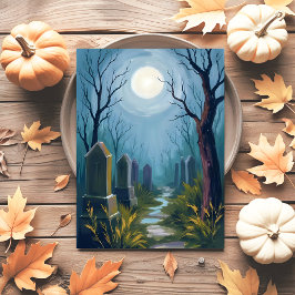 Spuk Friedhof | Halloween Spooky Painting Feiertagspostkarte