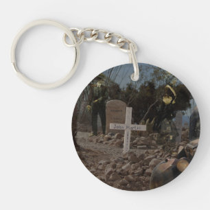 Spuk Friedhof im Grabstein Schlüsselanhänger
