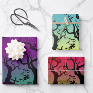 Spuk Friedhof mit den Grabsteinen Halloween Geschenkpapier Set