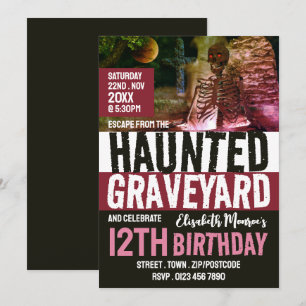 Spuk Friedhof Thema Escape Room Geburtstagsparty Einladung