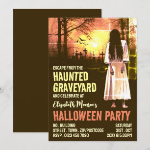 Spuk Friedhof Thema Escape Room Halloween Einladung