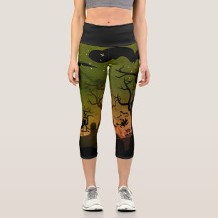 Spuk Friedhofszene Halloween Capri Leggings