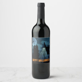 Spuk Goth Mansion Halloween Weinetikett