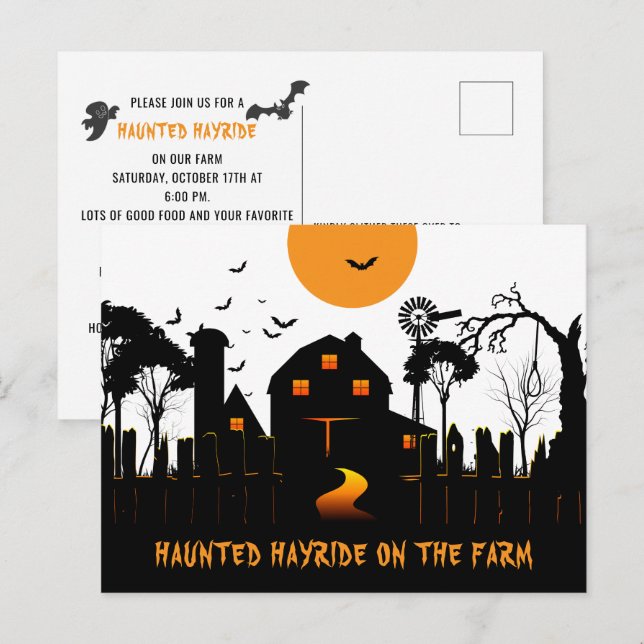Spuk Halloween auf dem Bauernhof Postkarte (Vorne/Hinten)