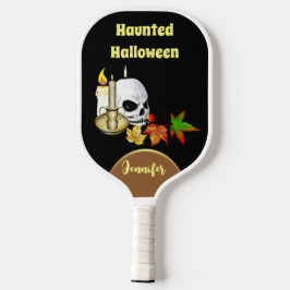 Spuk Halloween Candle Spooky Skull Maple-Blätter Pickleball Schläger